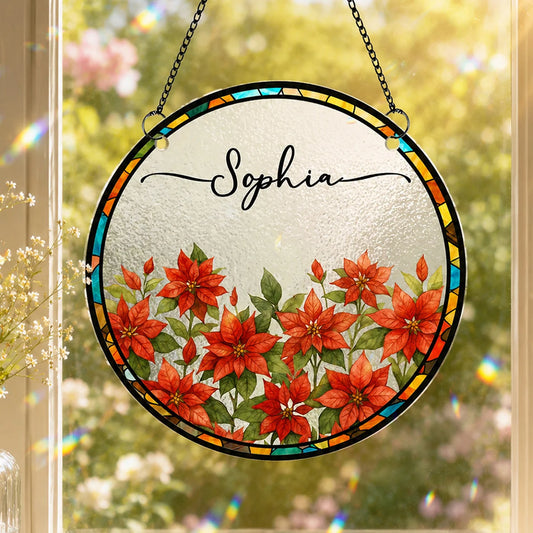 Birth Month Flower Personalized Suncatcher Ornament - Custom Gift for Her