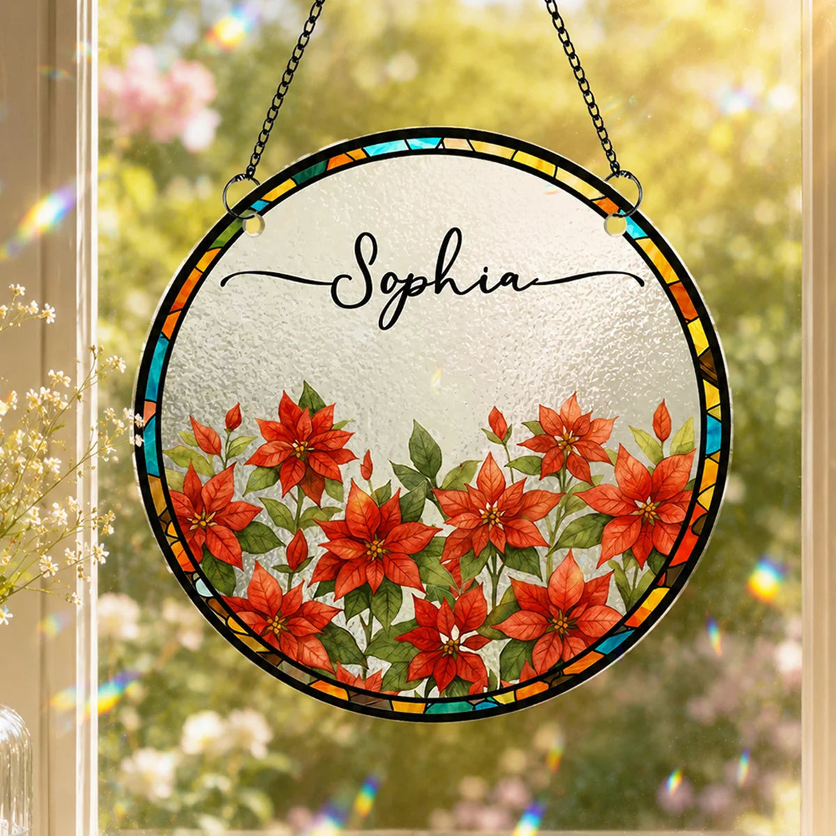 Birth Month Flower Personalized Suncatcher Ornament - Custom Gift for Her
