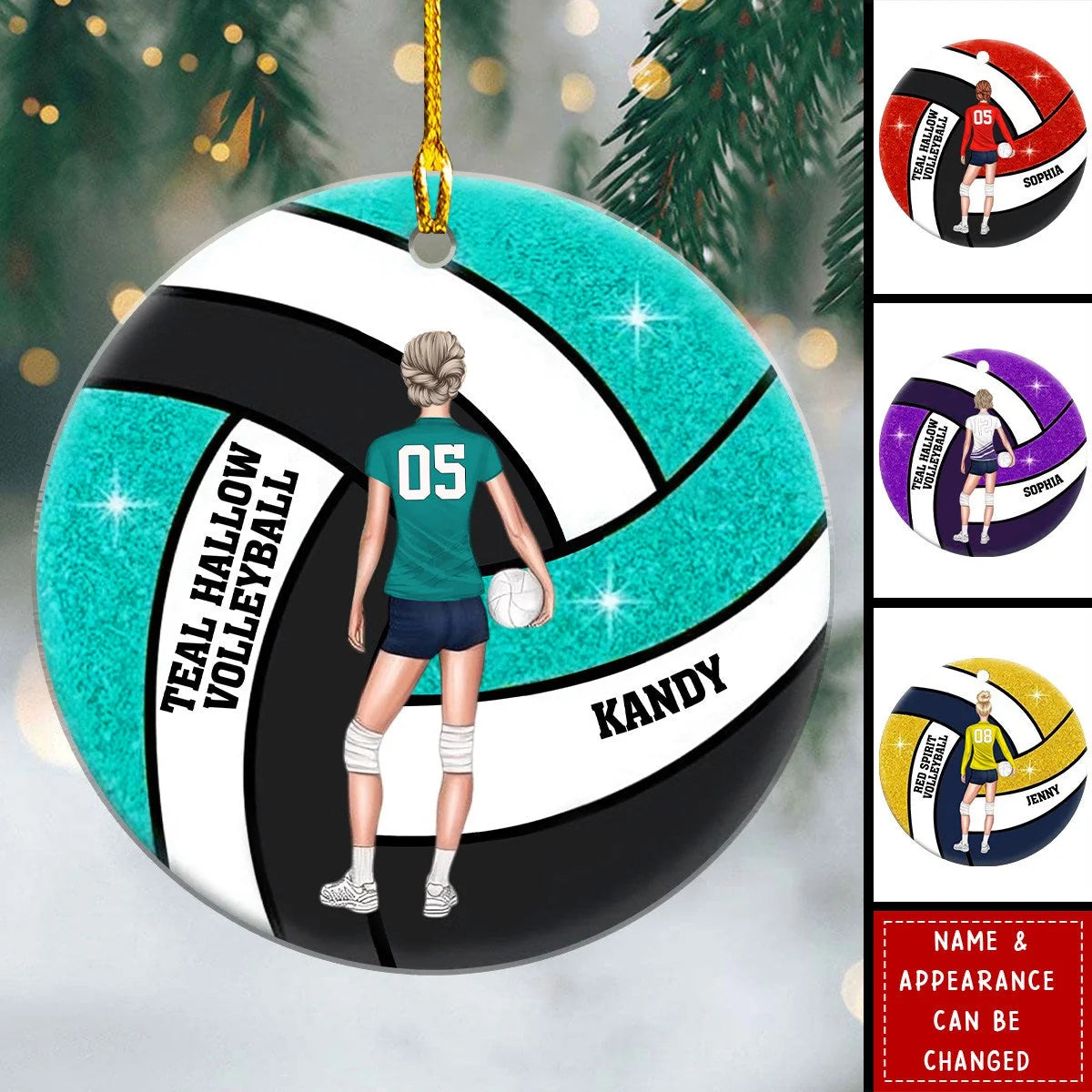 Personalized Volleyball Girl Acrylic Ornament - Custom Athlete Christmas Keepsake