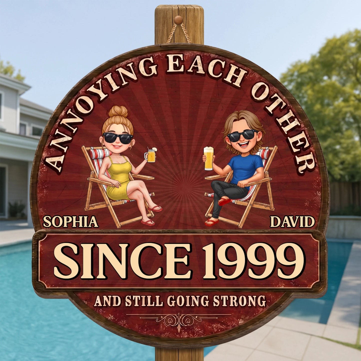 Personalized Couple Wood Sign personalization view for Couples