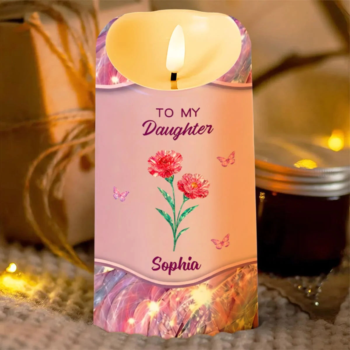 To My Daughter, Flowers And Butterflies Love Message
