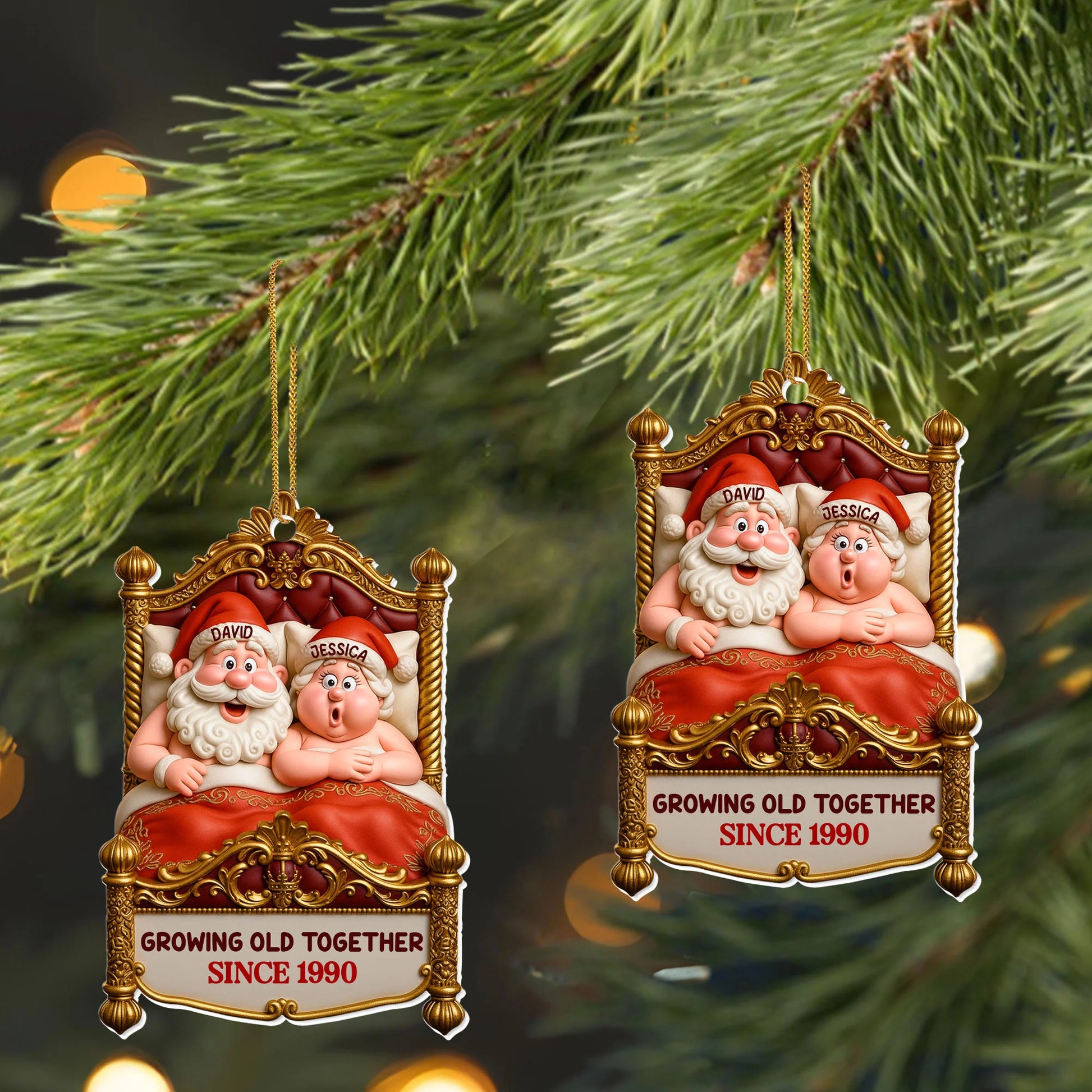 Acrylic Ornament material and size view - Custom Couple Christmas Ornament