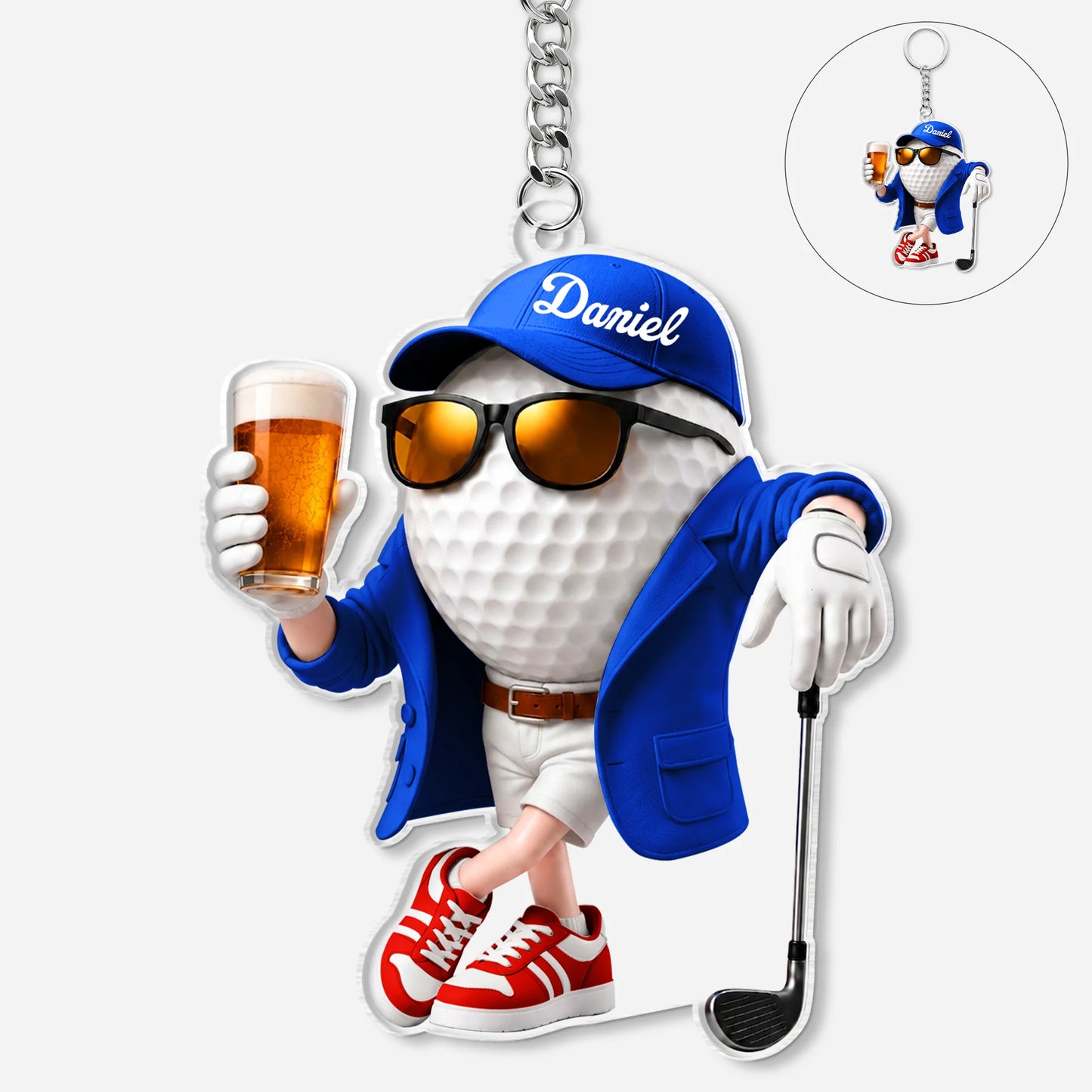 Custom Golf Keychain For Men for Dad with personalized design details for meaningful gifting