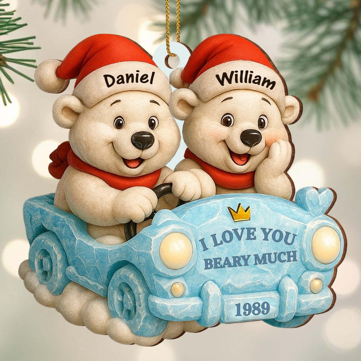 I Love You Beary Much With Teddy Bears in Santa Hats