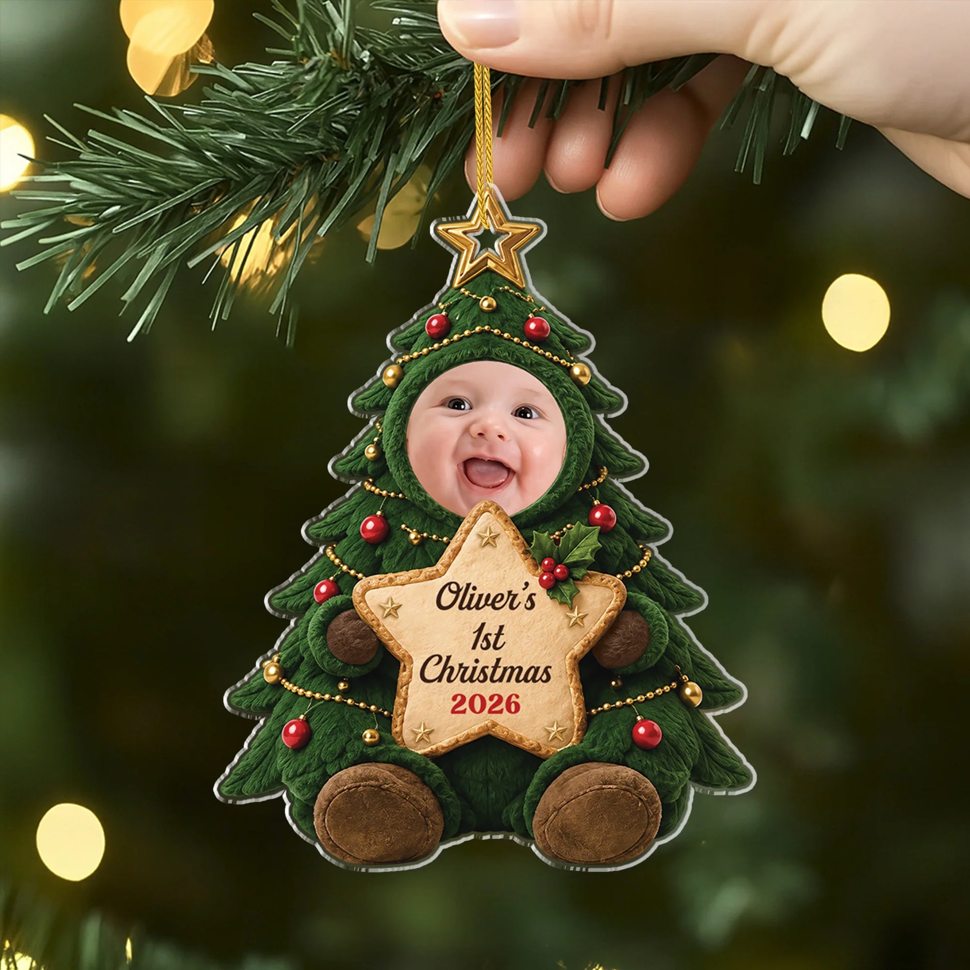 Baby's 1st Christmas Photo Acrylic Ornament - Personalized Holiday Keepsake