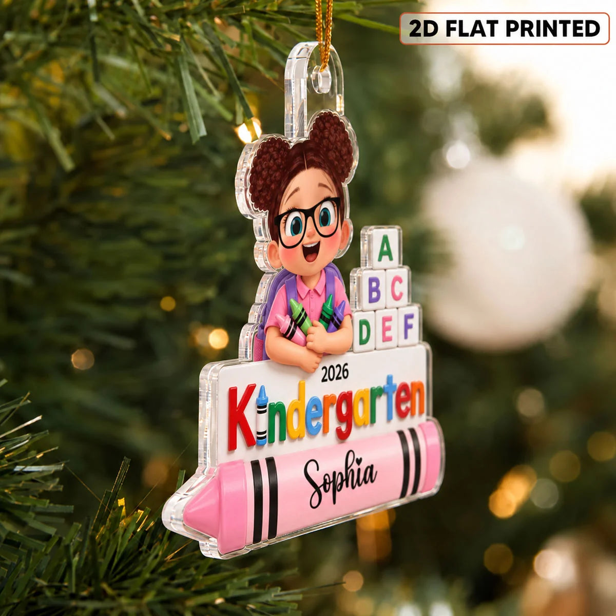 Personalized First Day of Kindergarten Acrylic Ornament - Custom Back to School Keepsake Gift for Kids