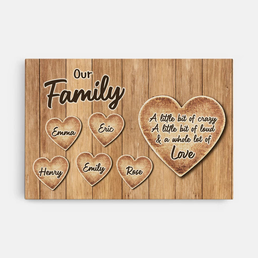 "Our Family A Little Bit Of Crazy" Personalized Canvas / Poster - Custom Family Name Wall Art Gift