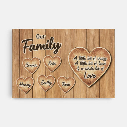 "Our Family A Little Bit Of Crazy" Personalized Canvas / Poster - Custom Family Name Wall Art Gift