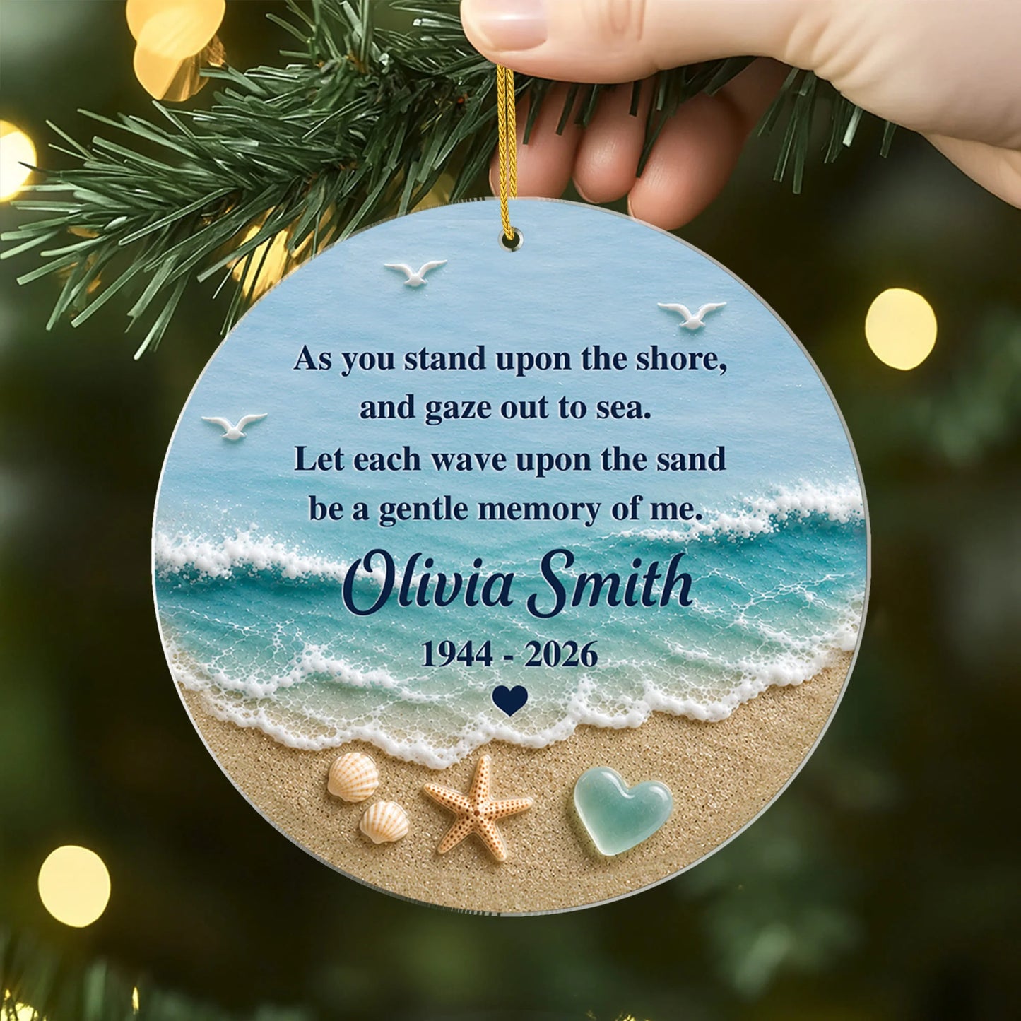 Let Each Wave Upon The Sand - Personalized Memorial Beach Acrylic Ornament