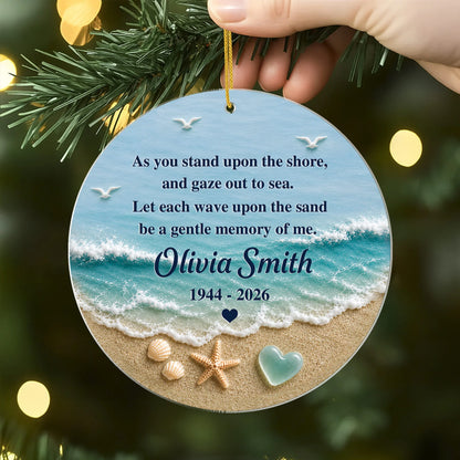 Let Each Wave Upon The Sand - Personalized Memorial Beach Acrylic Ornament
