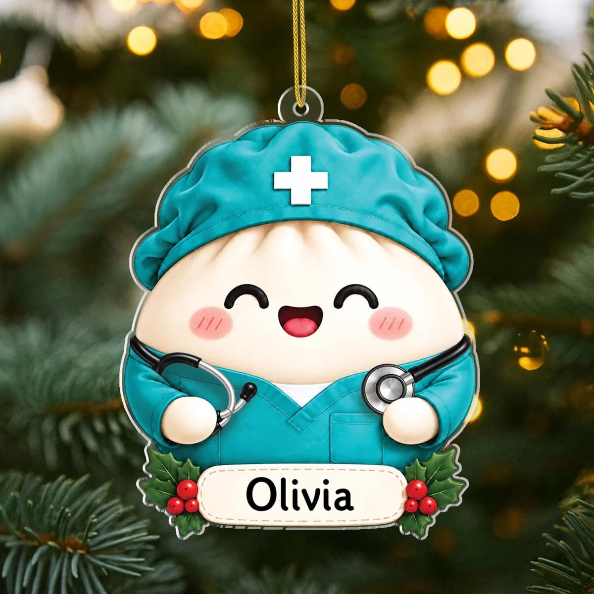 Cute Career Dumpling Personalized Acrylic Ornament - Custom Job Keepsake Gift for Coworkers