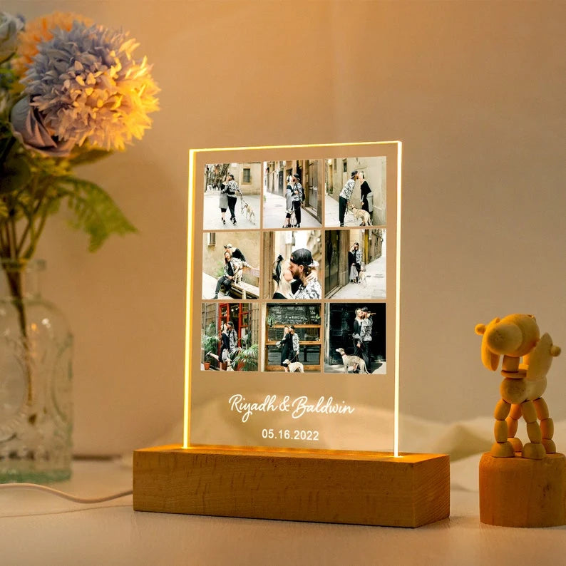 Custom Photo LED Night Light - Personalized Gift for Couples & Friends