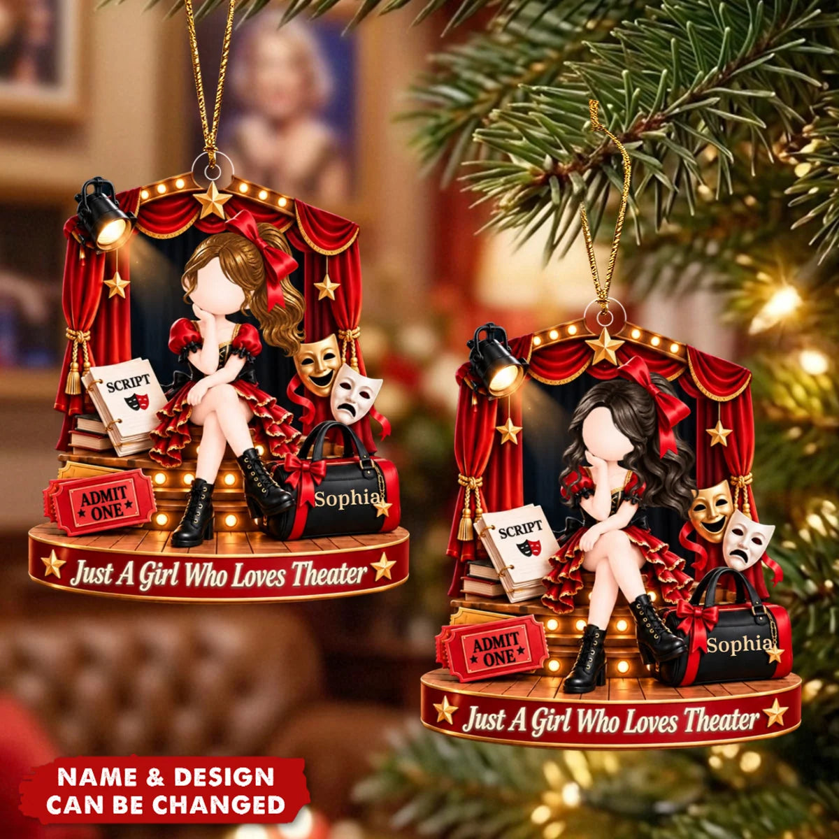 Just A Girl Who Loves Theater Personalized Acrylic Ornament - Custom Actress Gift