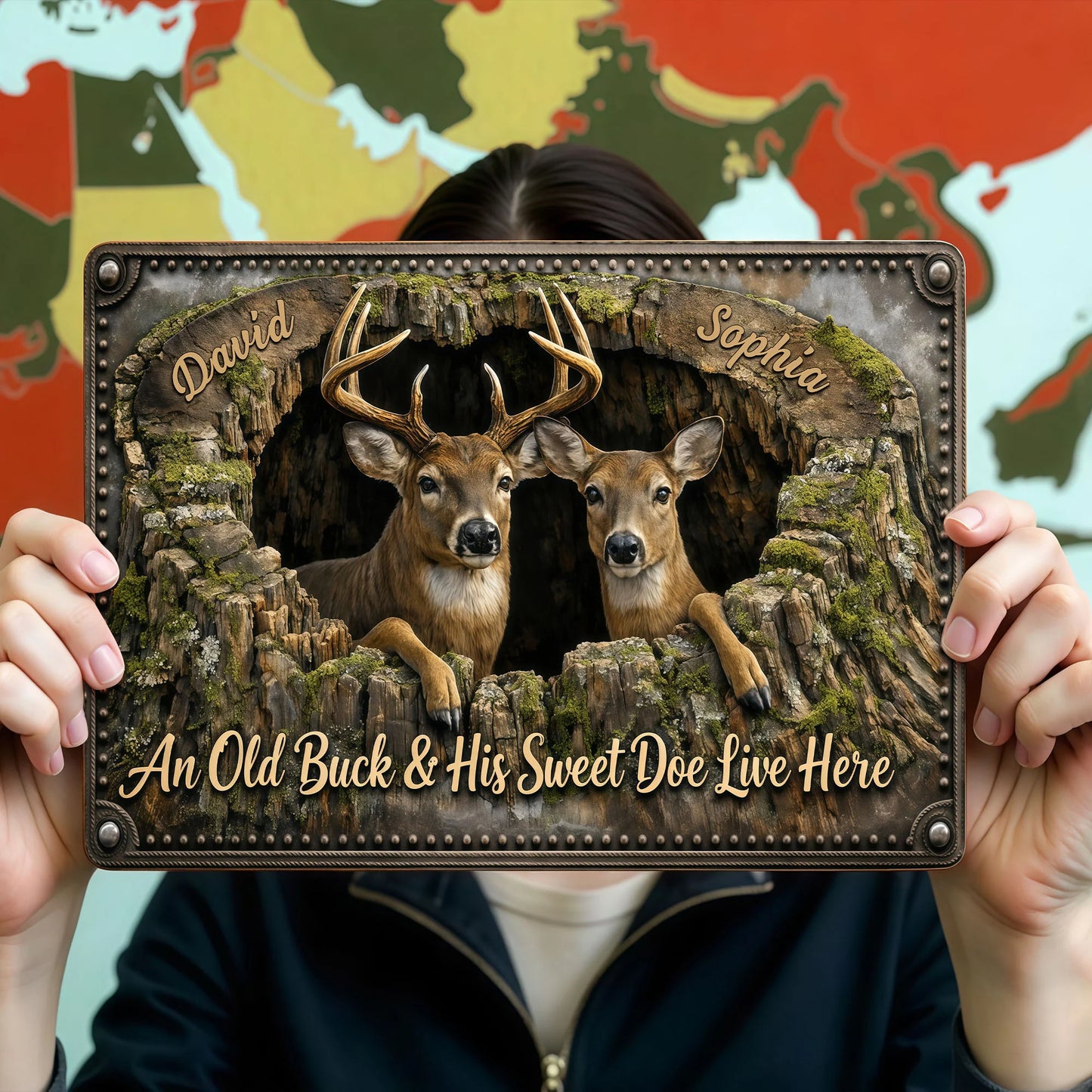 Custom Deer Couple Metal Sign for Couples with personalized design details for meaningful gifting image 6