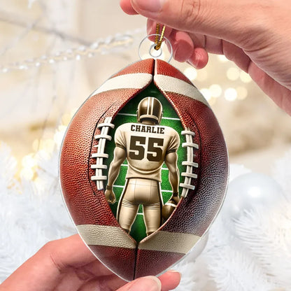 Custom Football Player Acrylic Ornament - Personalized Name and Number Holiday Keepsake for Players and Fans