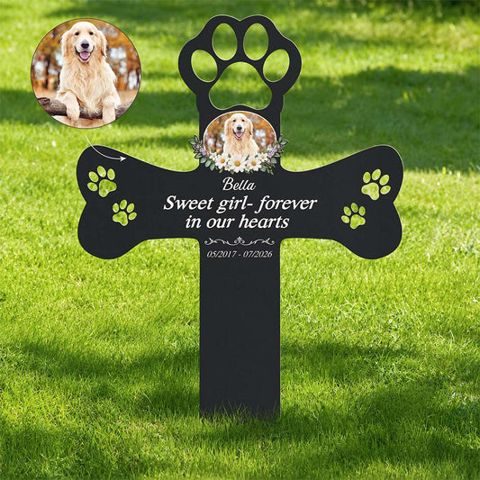"Forever In Our Hearts" Custom Pet Memorial Metal Stake - Custom Photo Gift for Dog Lovers