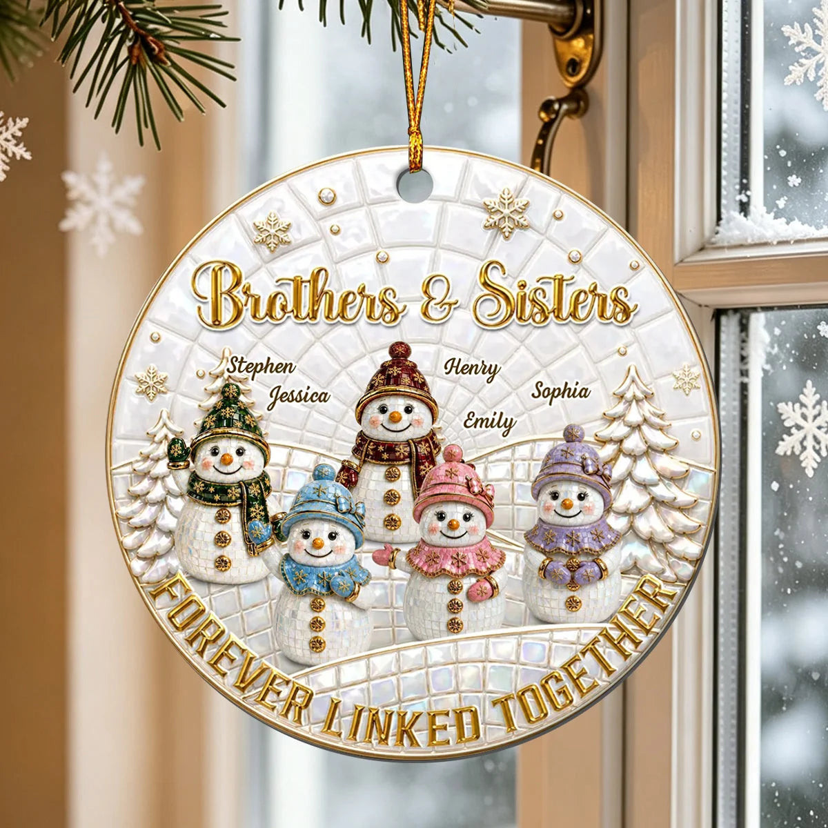 "Forever Linked Together" Personalized Sibling Wooden Ornament - Keepsake Gift for Brothers and Sisters