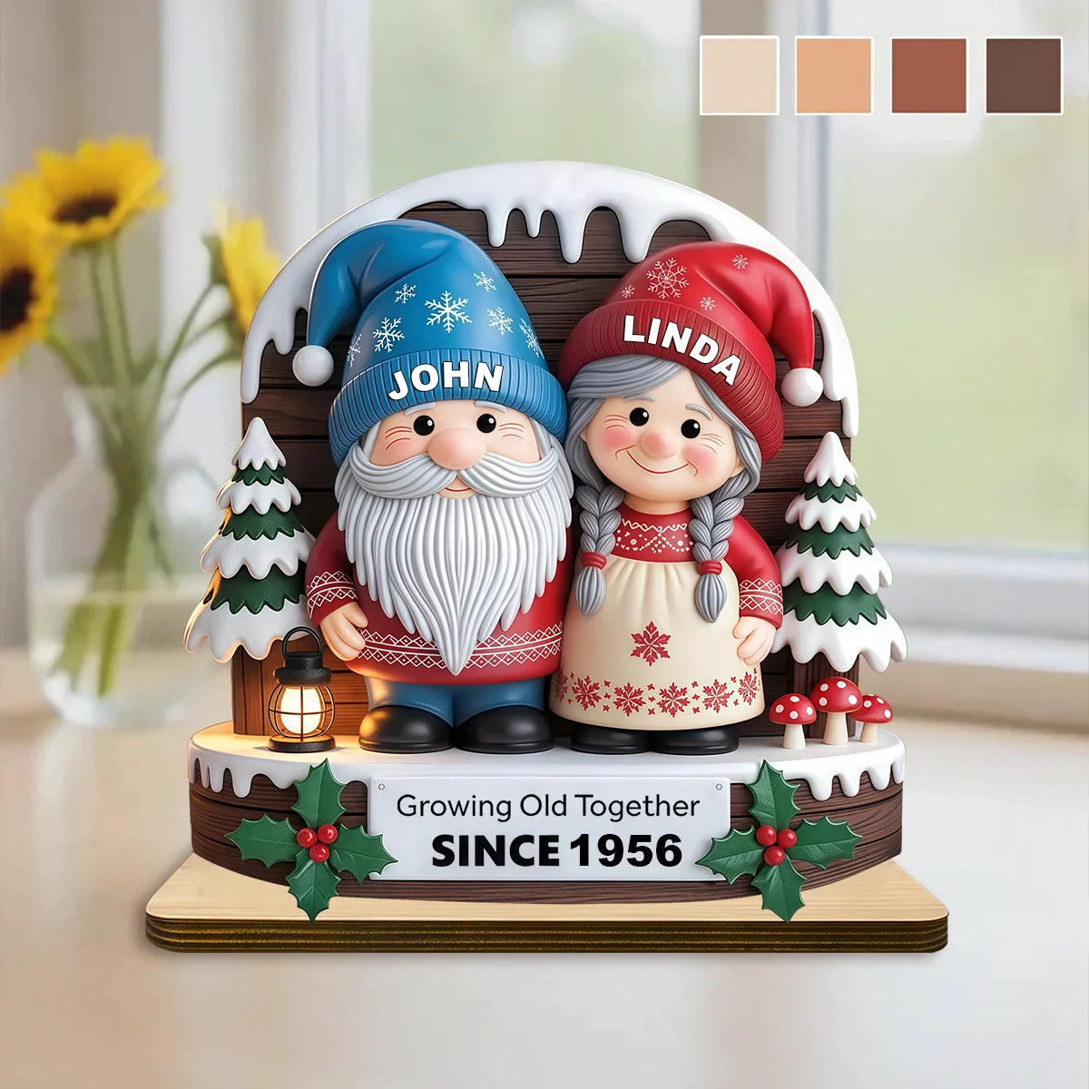 Growing Old Together Personalized Plaque for Couples - Custom Christmas & Anniversary Wooden Keepsake