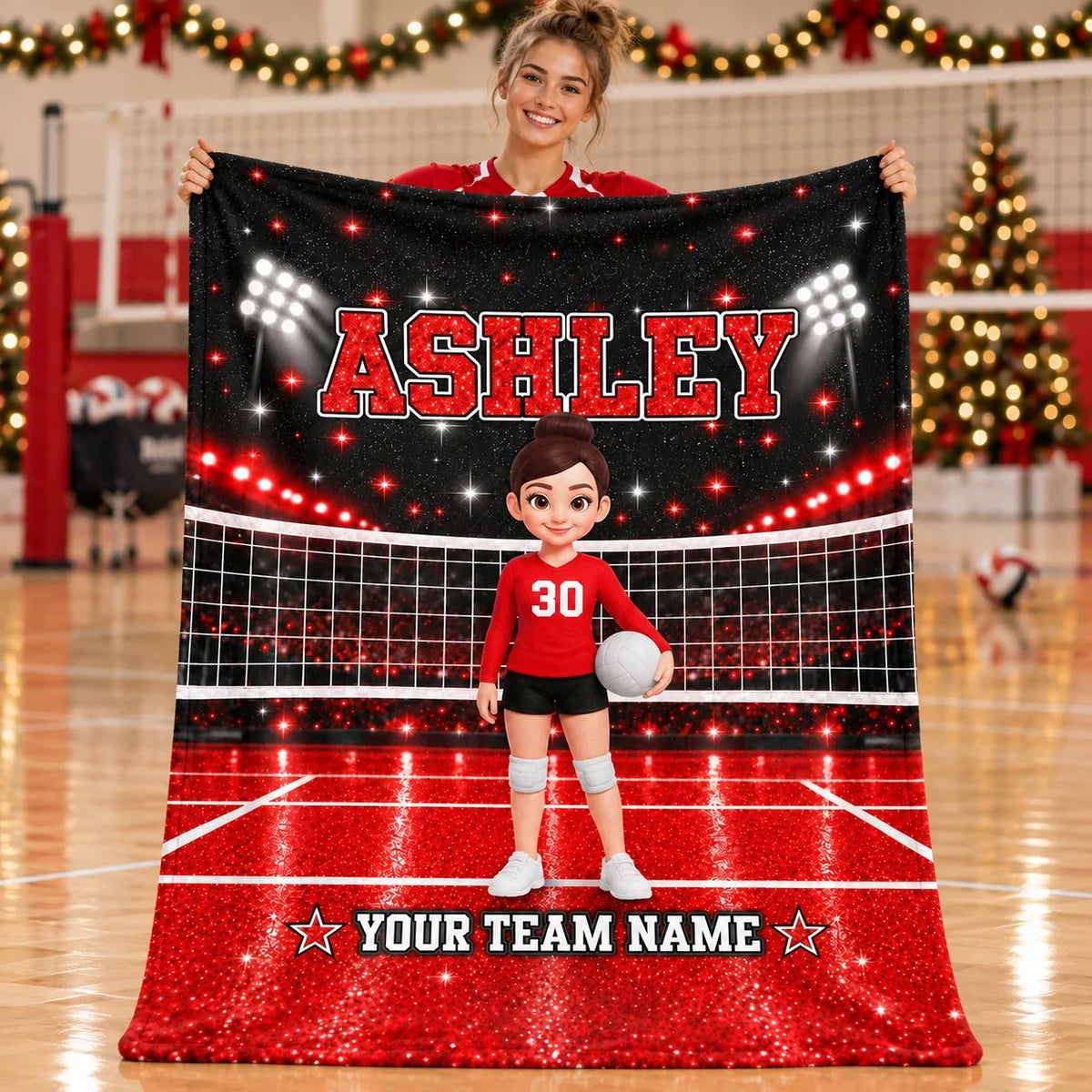 Team Spirit Personalized Volleyball Blanket - Custom Christmas Gift for Players