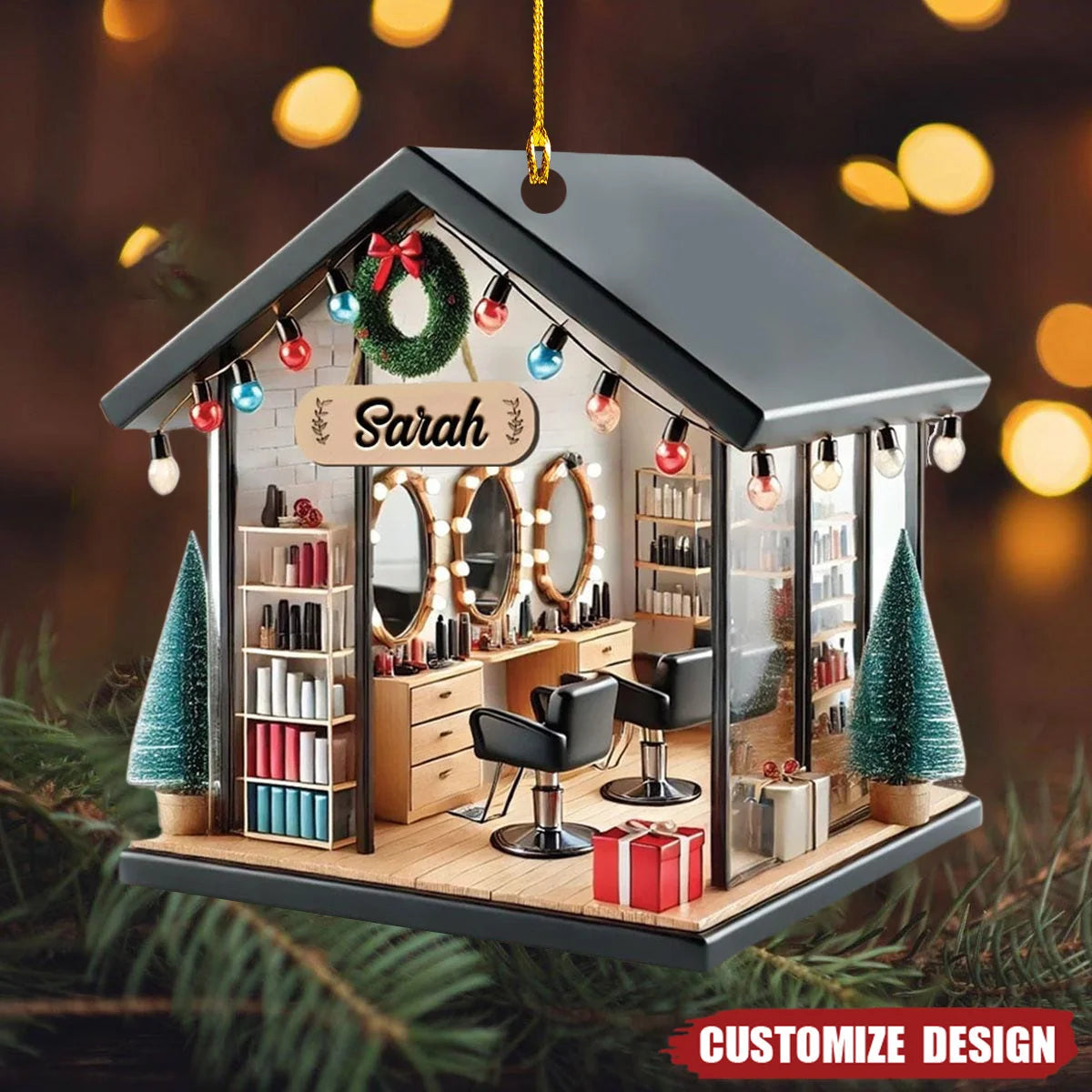 Personalized Hair Salon Acrylic Ornament - Custom Hairdresser Gift Keepsake Decor
