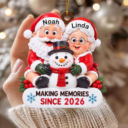 Making Memories Personalized Couple Christmas Wooden Ornament - Holiday Keepsake for Husband Wife