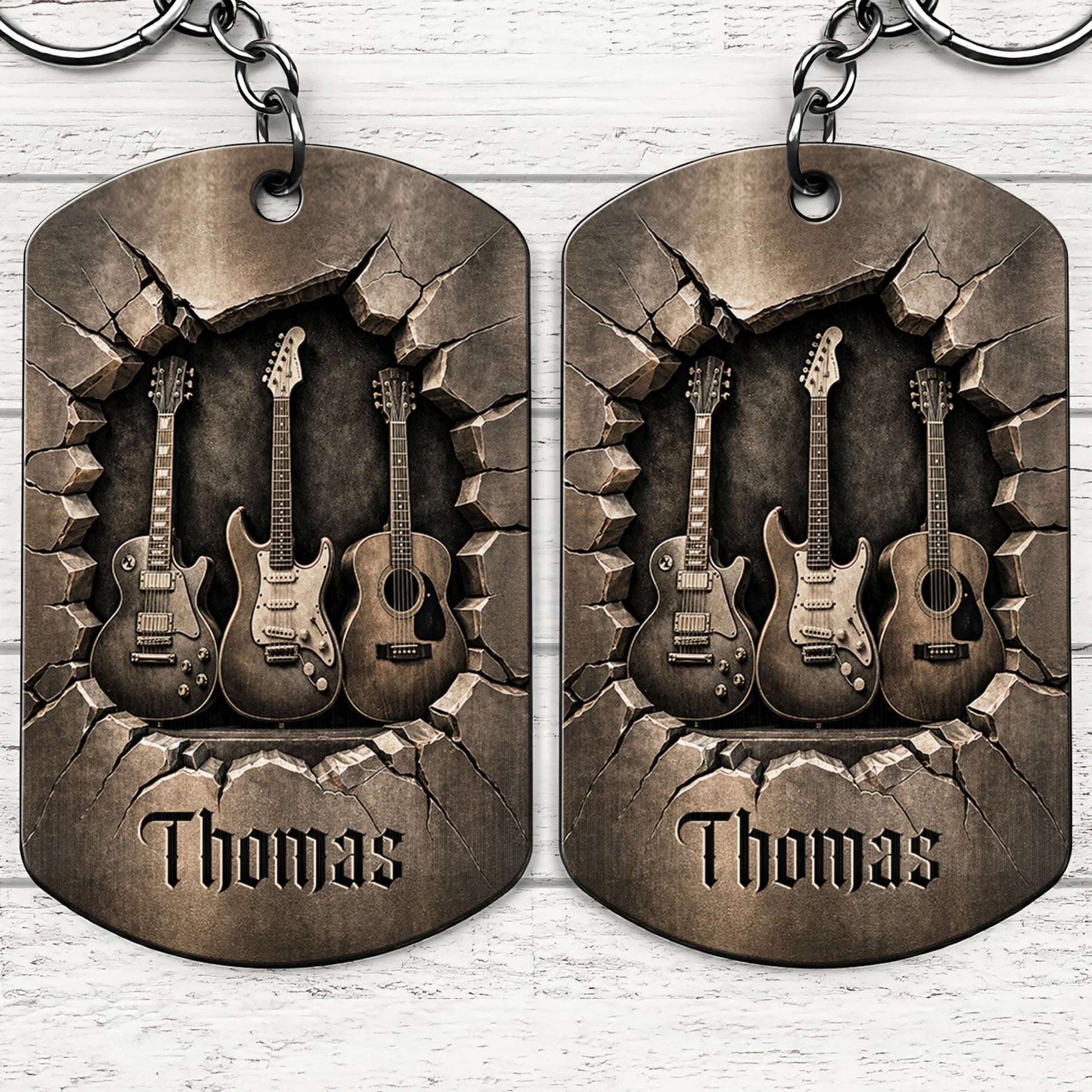 Custom Guitar Lover Keychain for Dad with personalized design details for meaningful gifting image 10