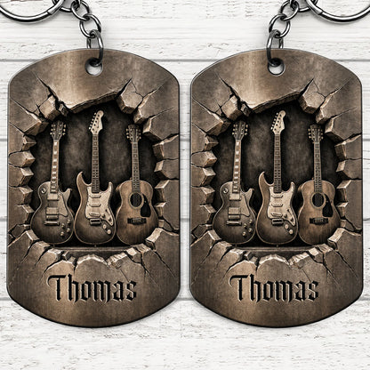 Custom Guitar Lover Keychain for Dad with personalized design details for meaningful gifting image 10