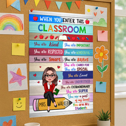 Custom Teacher Appreciation Classroom Canvas Poster personalization view for Teacher