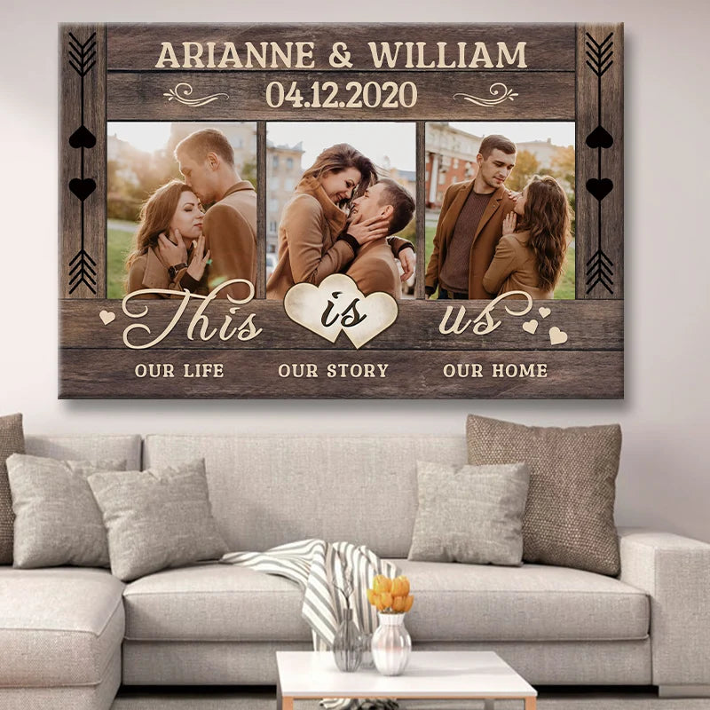 This Is Us Our Life Our Story Our Home - Personalized Canvas / Poster for Couples Anniversary Gift