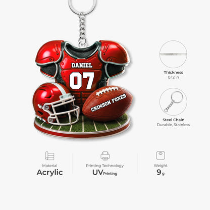 Personalized Football Keychain with Custom Name and Number - Ideal Gift for Football Players and Sports Fans