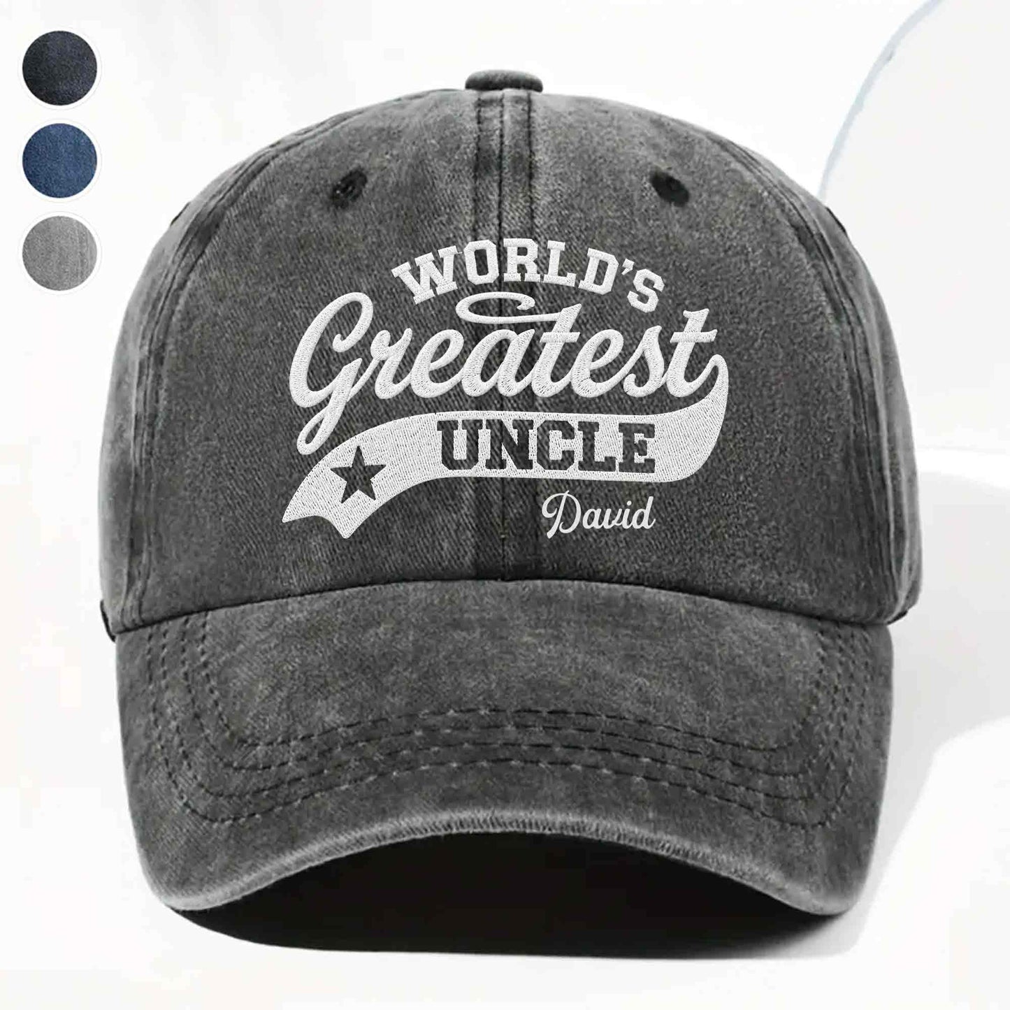 Custom World's Greatest Uncle Hat for Aunt / Uncle with personalized design details for meaningful gifting