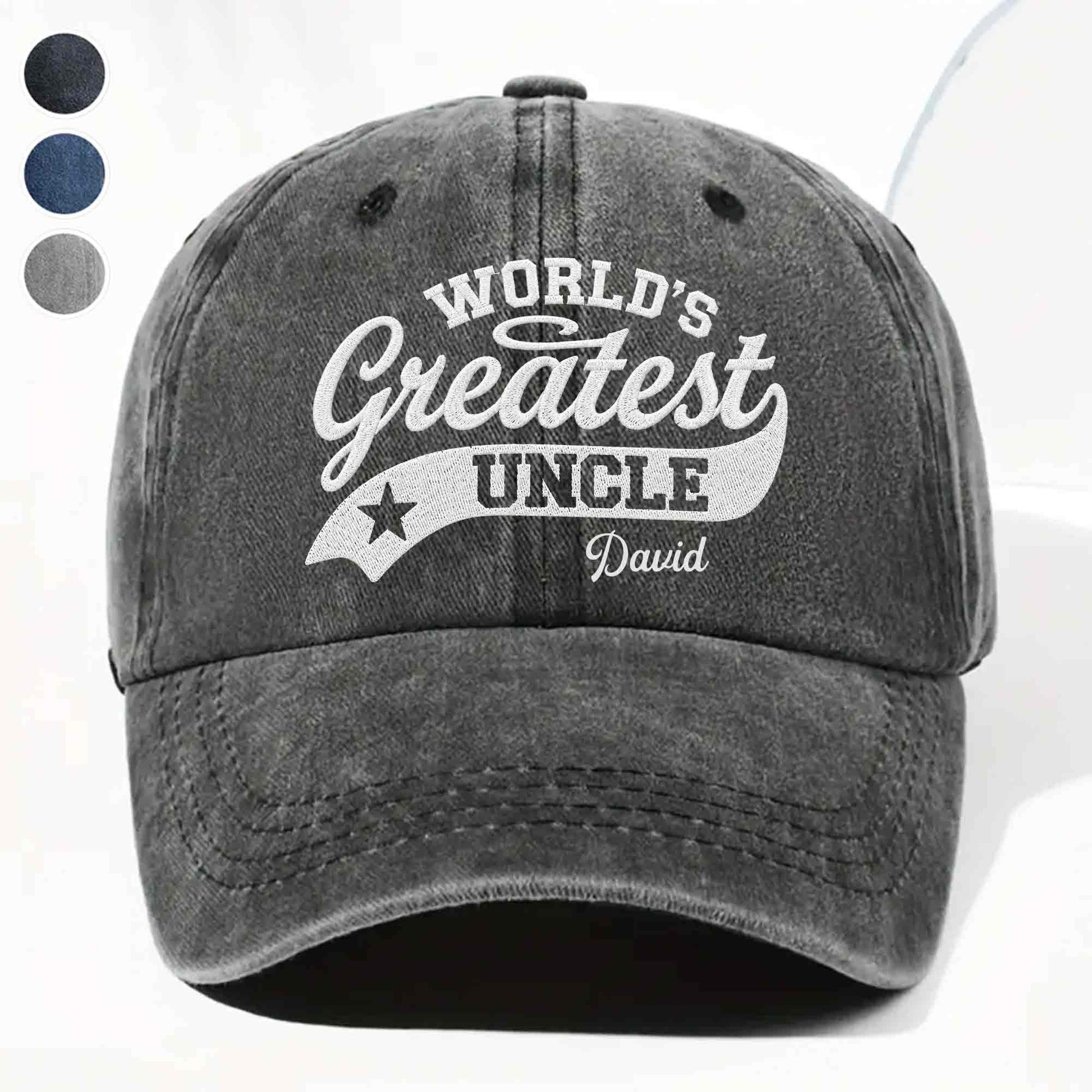 Custom World's Greatest Uncle Hat for Aunt / Uncle with personalized design details for meaningful gifting