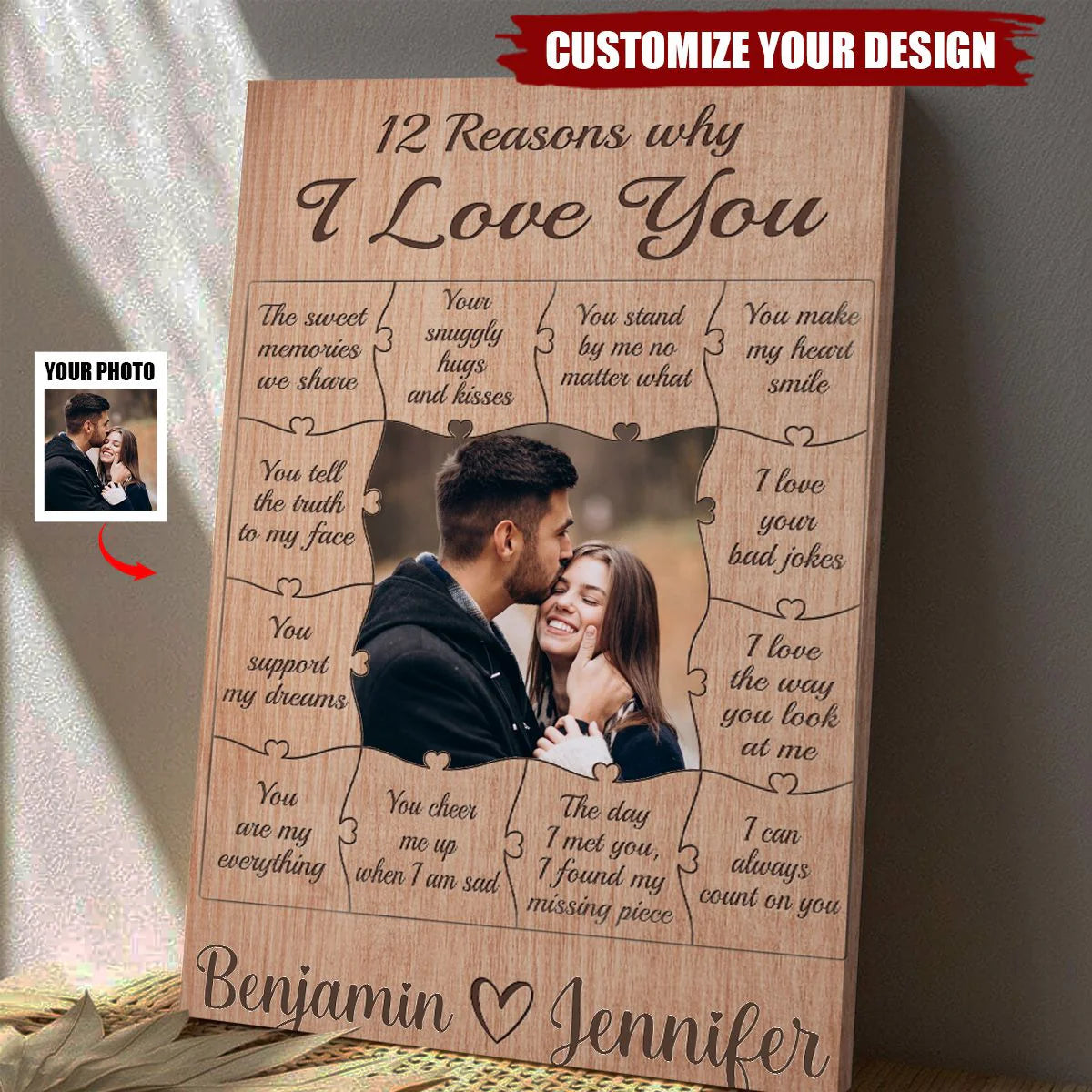 Personalized 12 Reasons Why I Love You Canvas personalization view for Wife