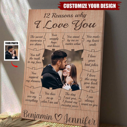 Personalized 12 Reasons Why I Love You Canvas personalization view for Wife