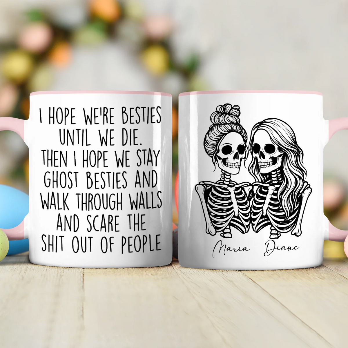 Ghost Besties Until We Die Personalized Mug - Funny Halloween Gift for Best Friends