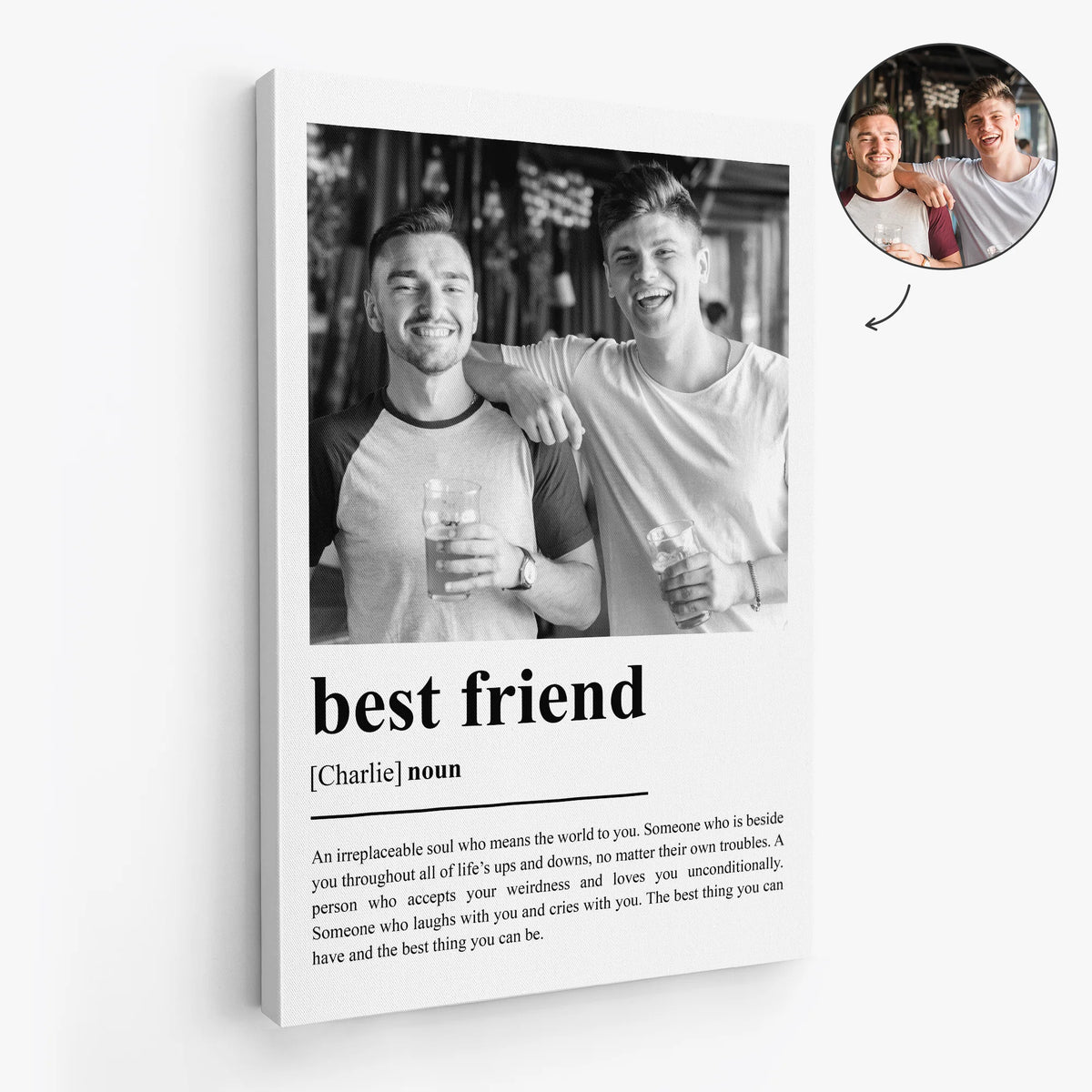 Best Friend Definition Personalized Canvas / Poster - Custom Friendship Photo Wall Art Gift