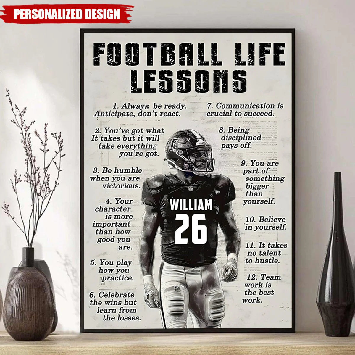 Canvas / Poster material and size view - Custom Football Wall Art Poster