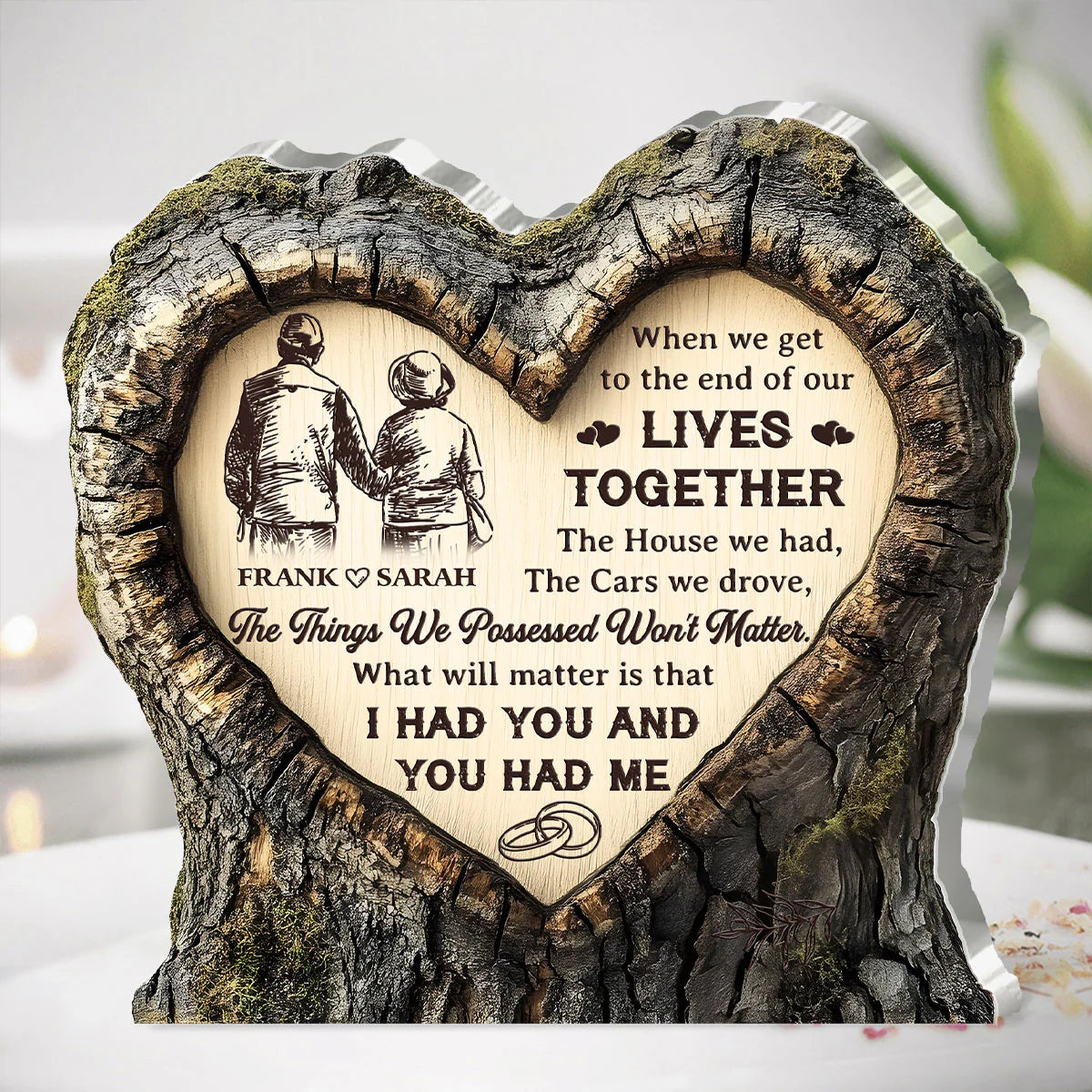 Custom Couples Lives Together Acrylic Plaque for Couples with personalized design details for meaningful gifting