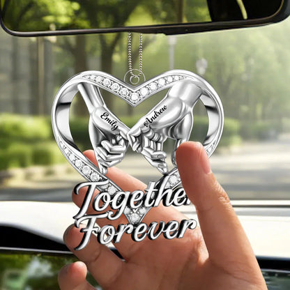 Together Forever Personalized Acrylic Car Ornament - Romantic Anniversary Gift for Couples