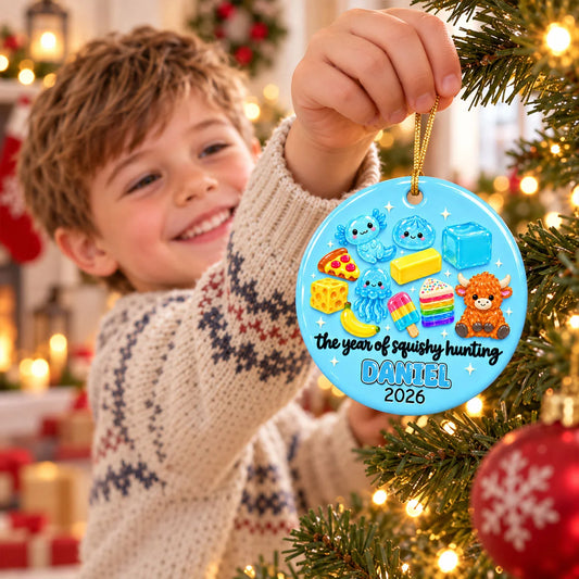 "The Year of Squishy Hunting" Personalized Ceramic Ornament - Christmas Keepsake for Kids