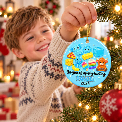 "The Year of Squishy Hunting" Personalized Ceramic Ornament - Christmas Keepsake for Kids