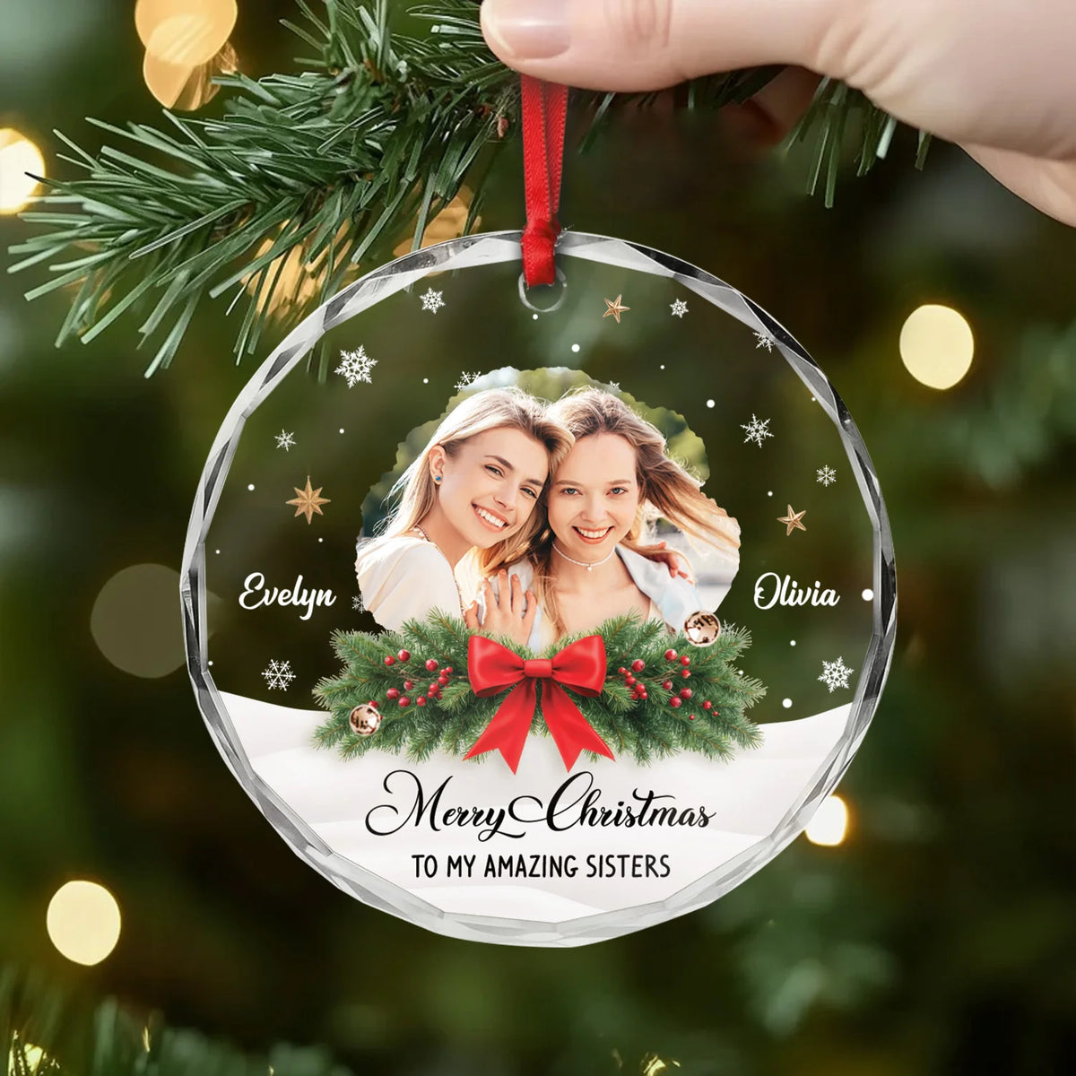 Merry Christmas To My Amazing Bestie - Personalized Glass Ornament for Best Friends