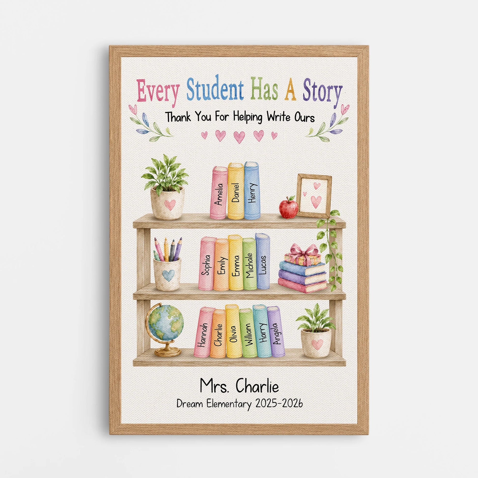 Custom Teacher Canvas Gift for Teacher with personalized design details for meaningful gifting