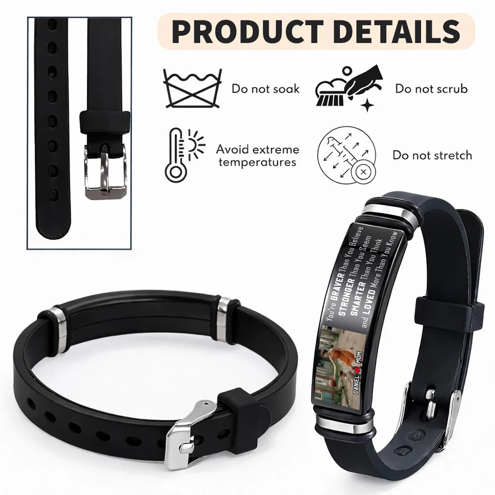 You're Braver Than You Believe -Personalized Photo Silicone Bracelet for Son Gift