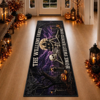 Home Sweet Haunted Home Personalized Runner Rug - Custom Halloween Decor for Family