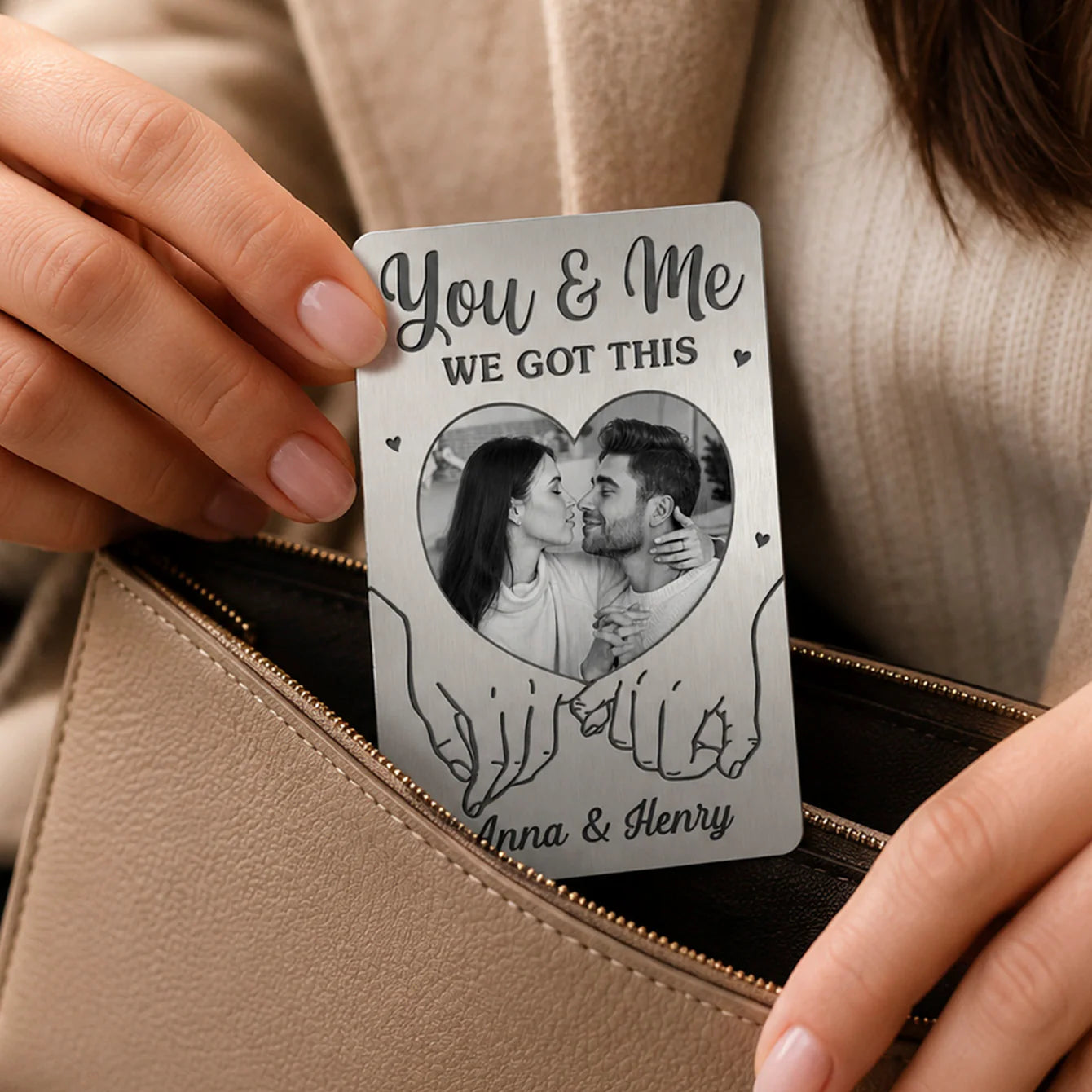 Custom Photo Wallet Card Insert personalization view for Husband