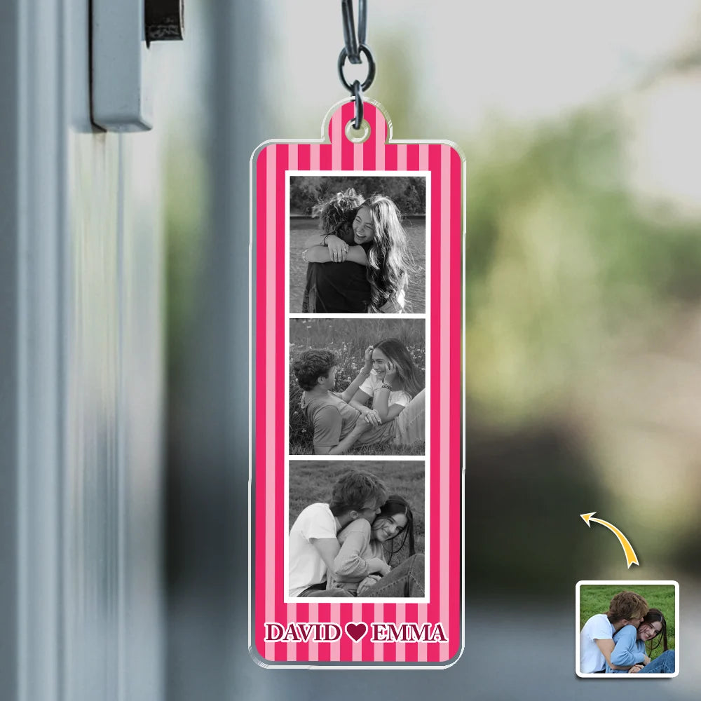 Personalized Photo Strip Keychain - Custom Couple Photo Acrylic Keepsake Gift