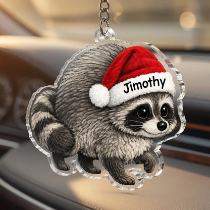 Personalized Raccoon Car Ornament - Custom Acrylic Hanging Charm for Pet Lovers