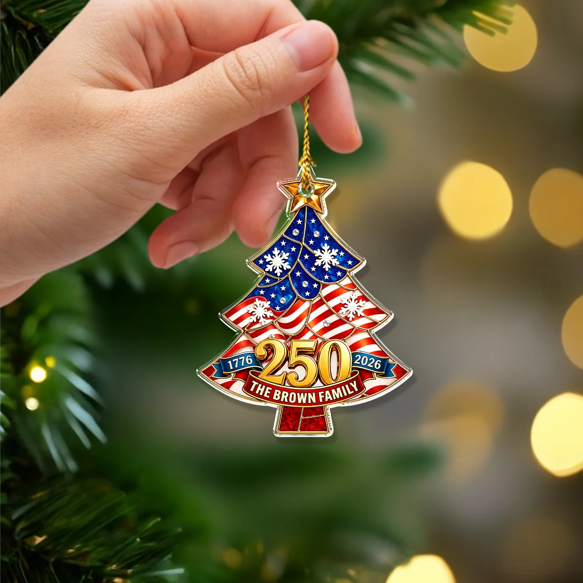1776-2026 America 250th Anniversary - Personalized USA Family Name Acrylic Ornament