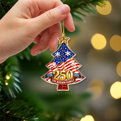 1776-2026 America 250th Anniversary - Personalized USA Family Name Acrylic Ornament
